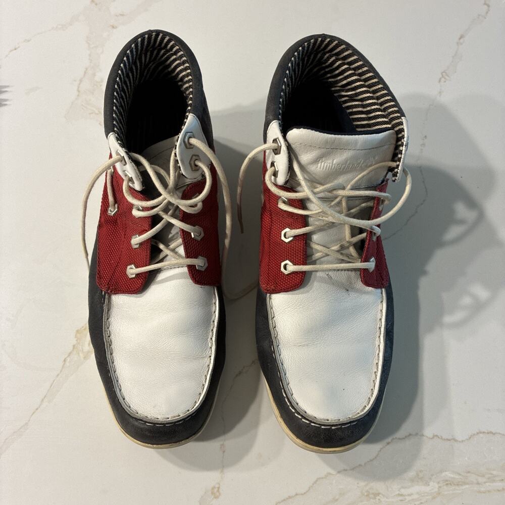 Timberland Newmarket Mens Red White Blue Chukka Boots 28569 Size US 10.5 M